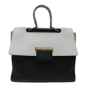 FURLA Artesia Shoulder Bag Handbag Two Tone Black White Office
